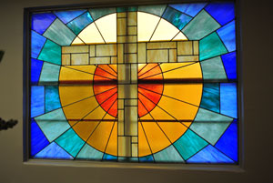 interior shot of stained glass window